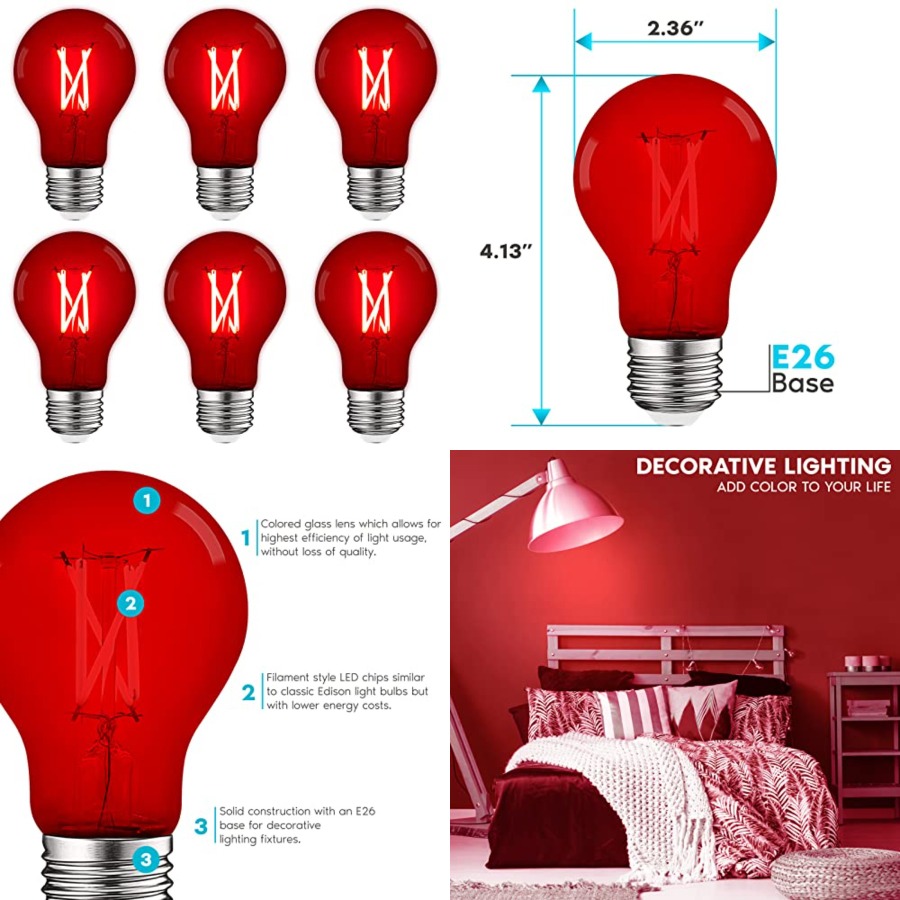 Lighting Decoration Outdoor - Lampadine LED Edison A19, Equivalente a