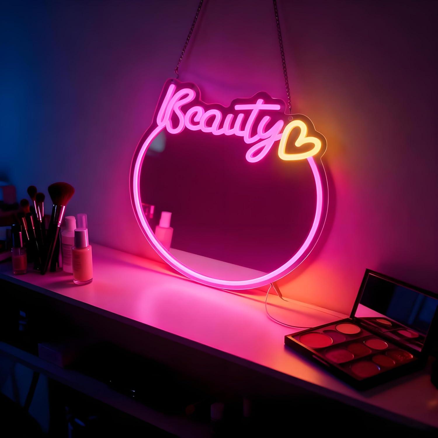 Led Lighting Wall Decor - Specchio da trucco con insegna al