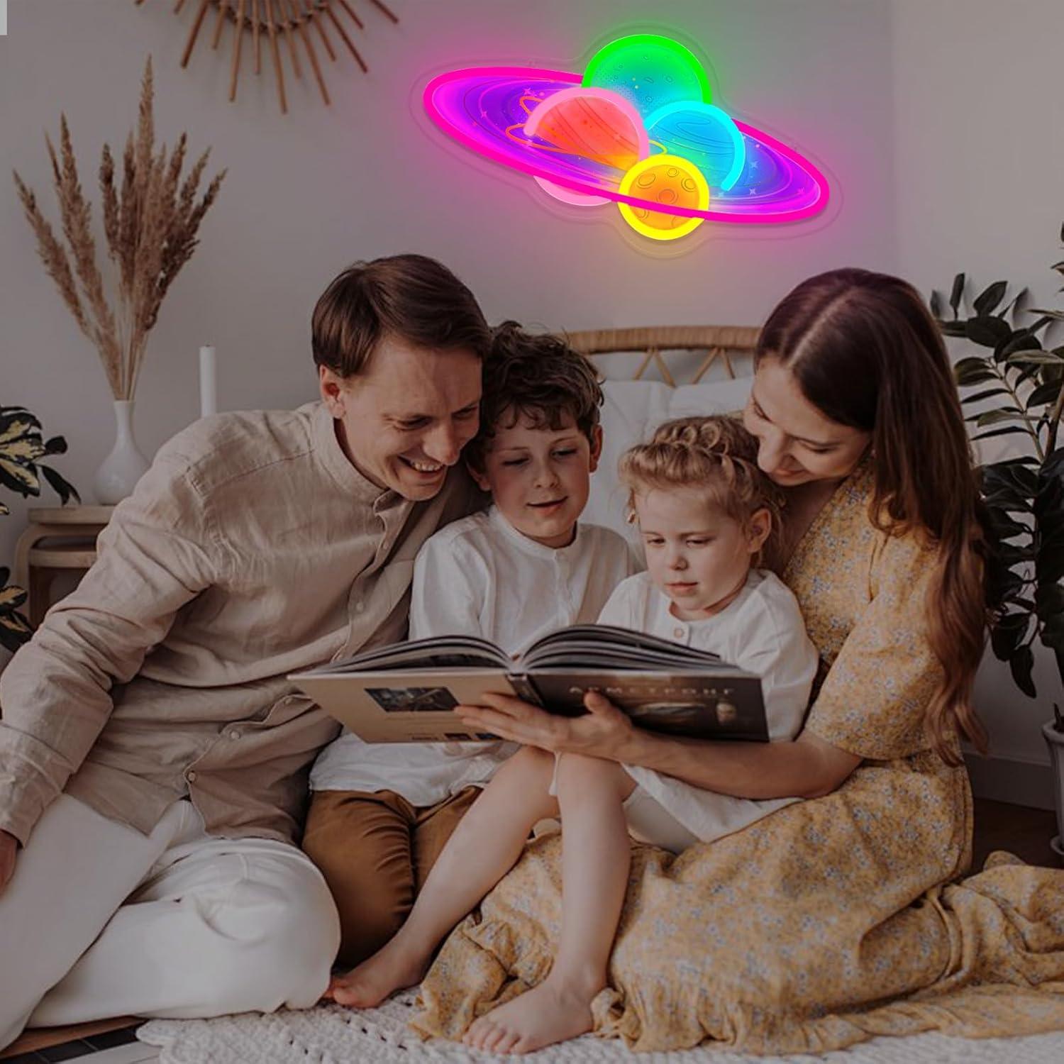 Insegna al neon con il pianeta - Led Lighting Wall Decor recensione e prezzo